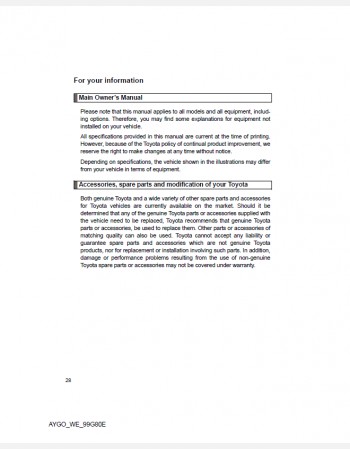 toyota aygo 2013 owners manual rhd & lhd